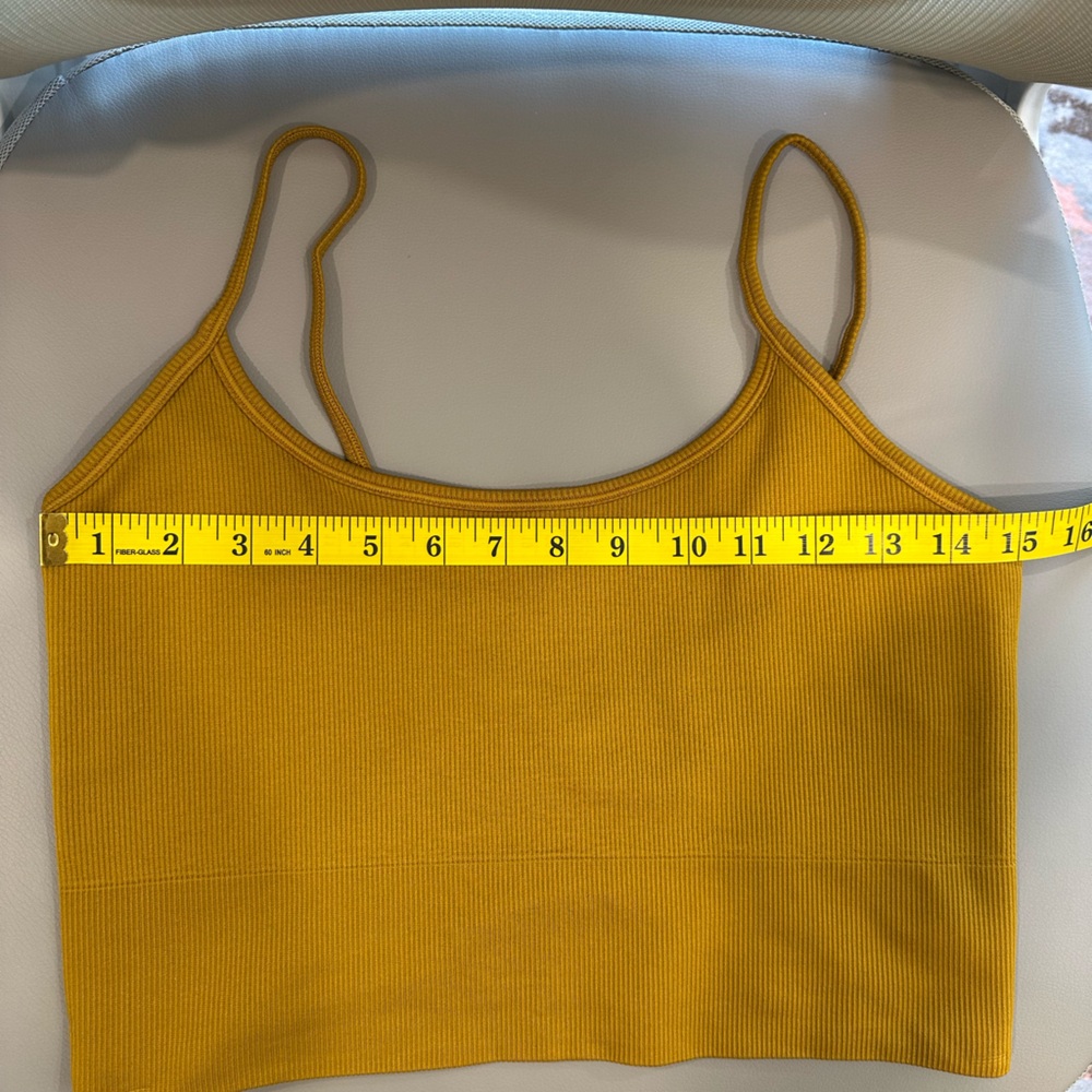 ATHLETA Ribbed Cropped Cami Tank Top Mustard Yellow Size M - Picture 6 of 6